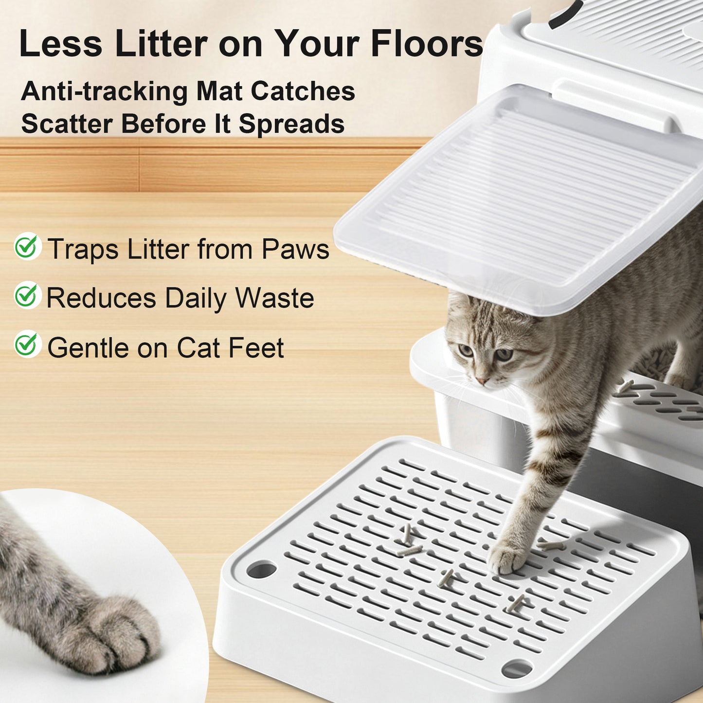 Newget Oval Enclosed Stainless Steel Transparent Front Door with Deodorant Bag Covered Cat Litter Box