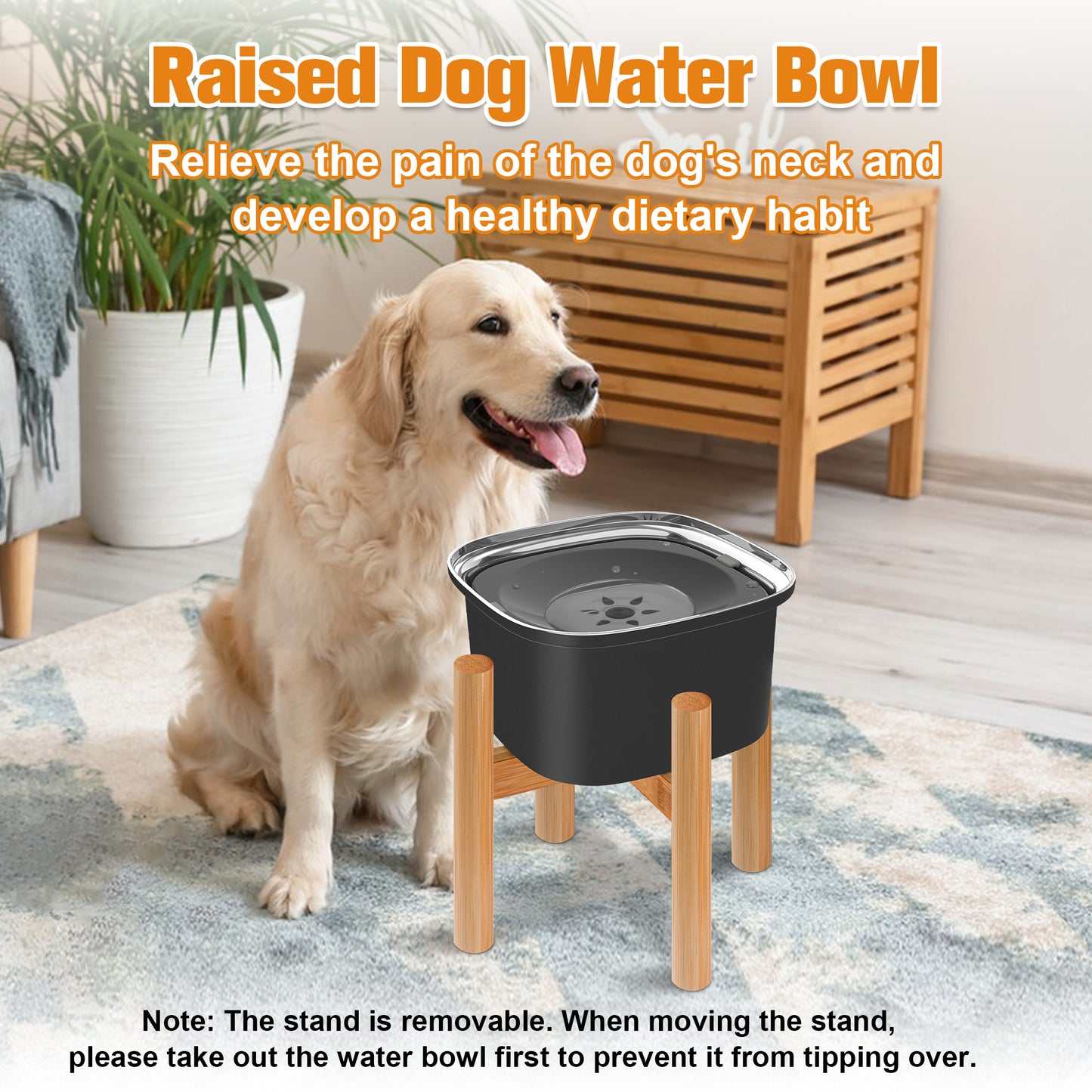 Decflow 3L Elevated Dog Water Bowl Stainless Steel Feeder with Stand, Large Capacity, Non-Spill, Suitable for Small, Medium, and Large Dogs
