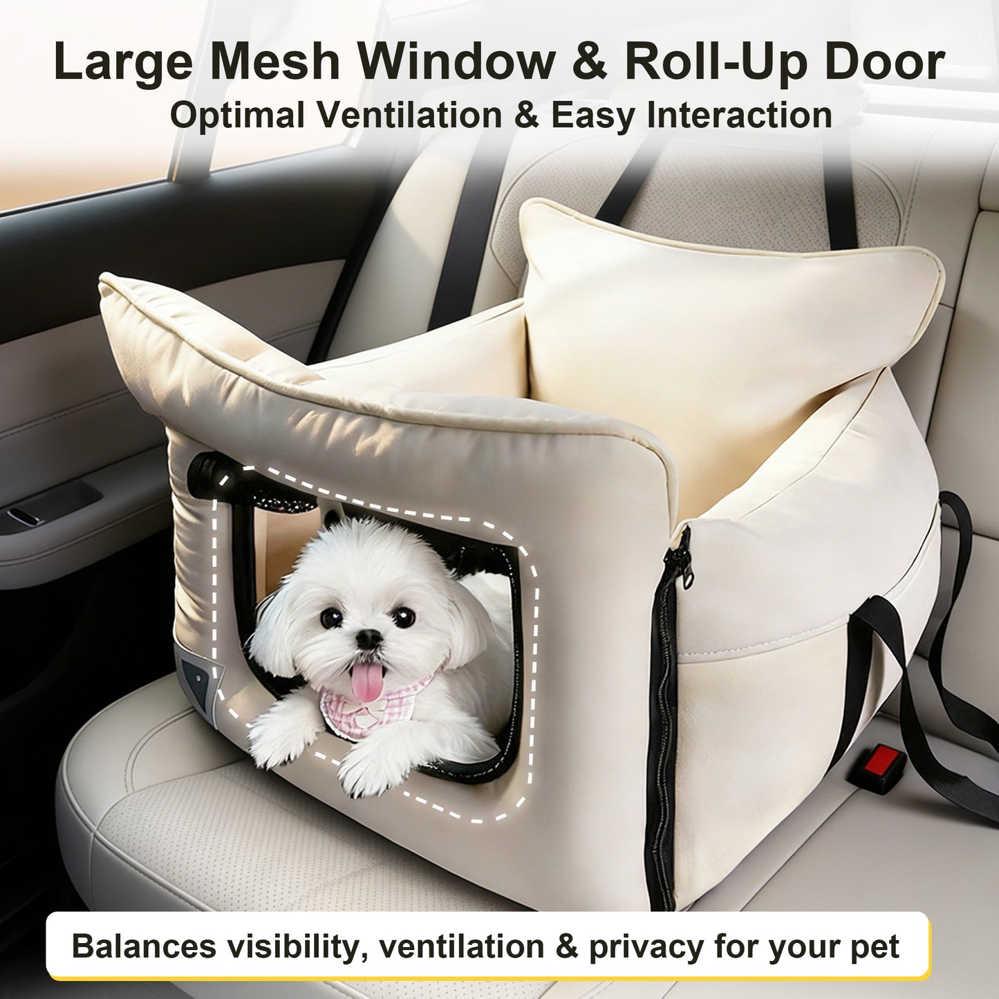 Twinsing Portable Dog & Cat Car Seat Carrier, Beige