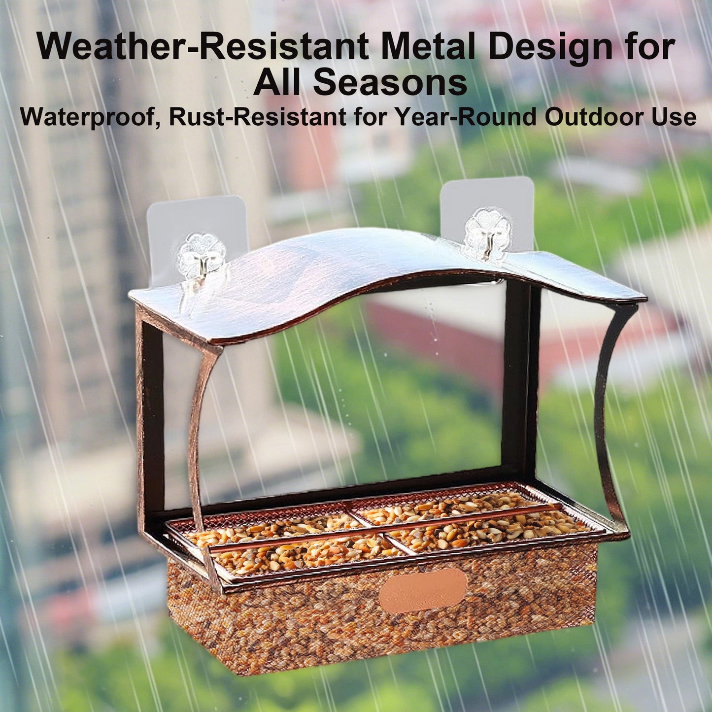 Twinsing Metal Window Bird Feeding Station for Garden Yard with Suction Cups, 5-cup
