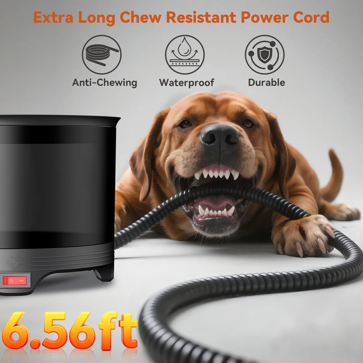 5.5L Heated Water Bowl, 1.45Gal Large Heated Dog Bowls for Outside, Outdoor Winter Waterproof Heat Pet Water Bowl with Chew Resistant Power Cord & LED Neon for Dog/Cat/Chicken/Duck/Rabbit