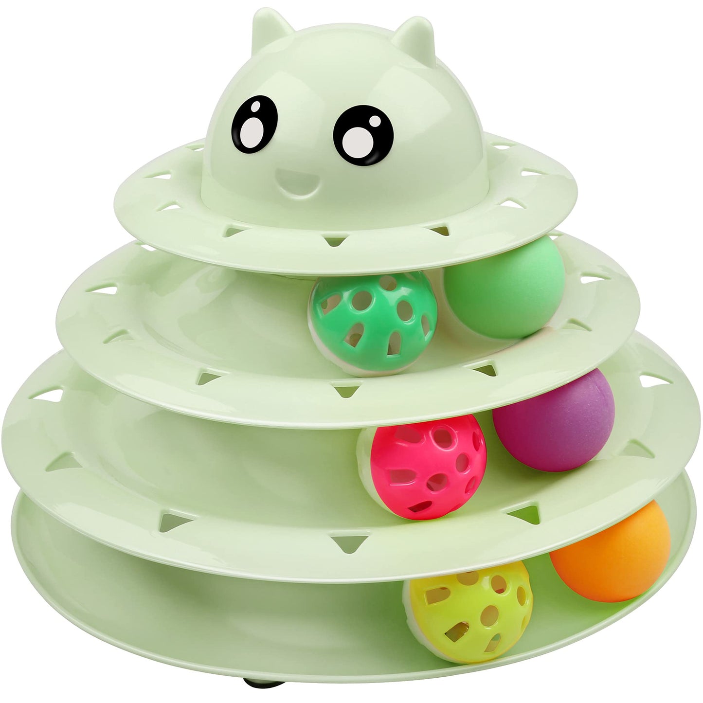 UPSKY 24 PCS Cat Toys, 3-Level Turntable Kitten Toys Set, Interactive Cat Roller Toys for Indoor Cats, Catnip Toys, Cat Teaser Toys, Mice Toys, Spring Toys, Various Ball Toys for Kitty
