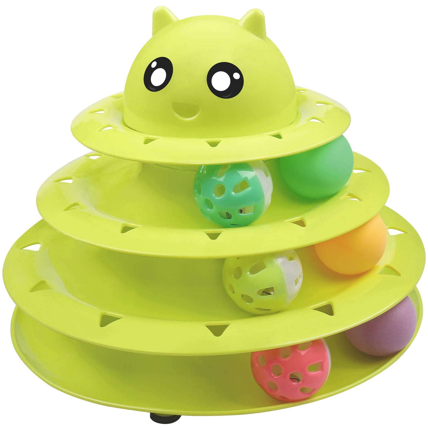 UPSKY 24 PCS Cat Toys, 3-Level Turntable Kitten Toys Set, Interactive Cat Roller Toys for Indoor Cats, Catnip Toys, Cat Teaser Toys, Mice Toys, Spring Toys, Various Ball Toys for Kitty