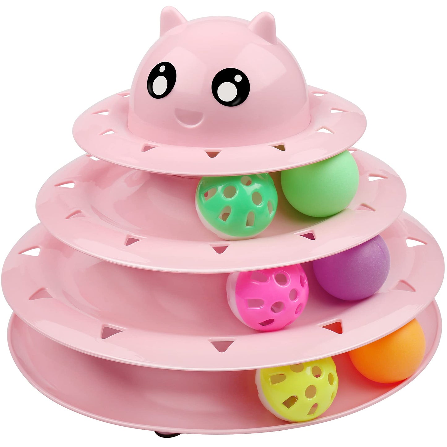 UPSKY 20 PCS Cat Roller Toy 3-Level Turntable for Indoor Cats - Kitten Set With Teaser, Mice, Spring, and Various Ball Toys
