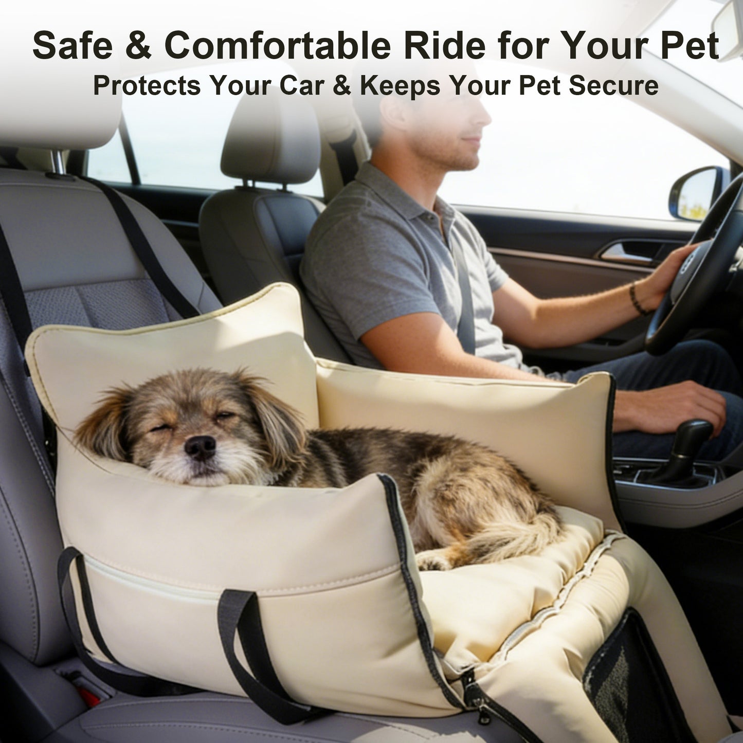 Twinsing Portable Dog & Cat Car Seat Carrier, Beige