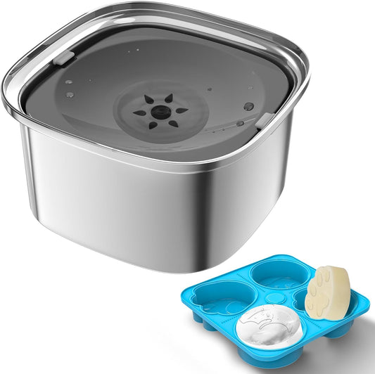 UPSKY Dog Treat Ice Molds & 3L No Spill Water Bowl, Reusable Frozen Treat Tray with Large Feeder