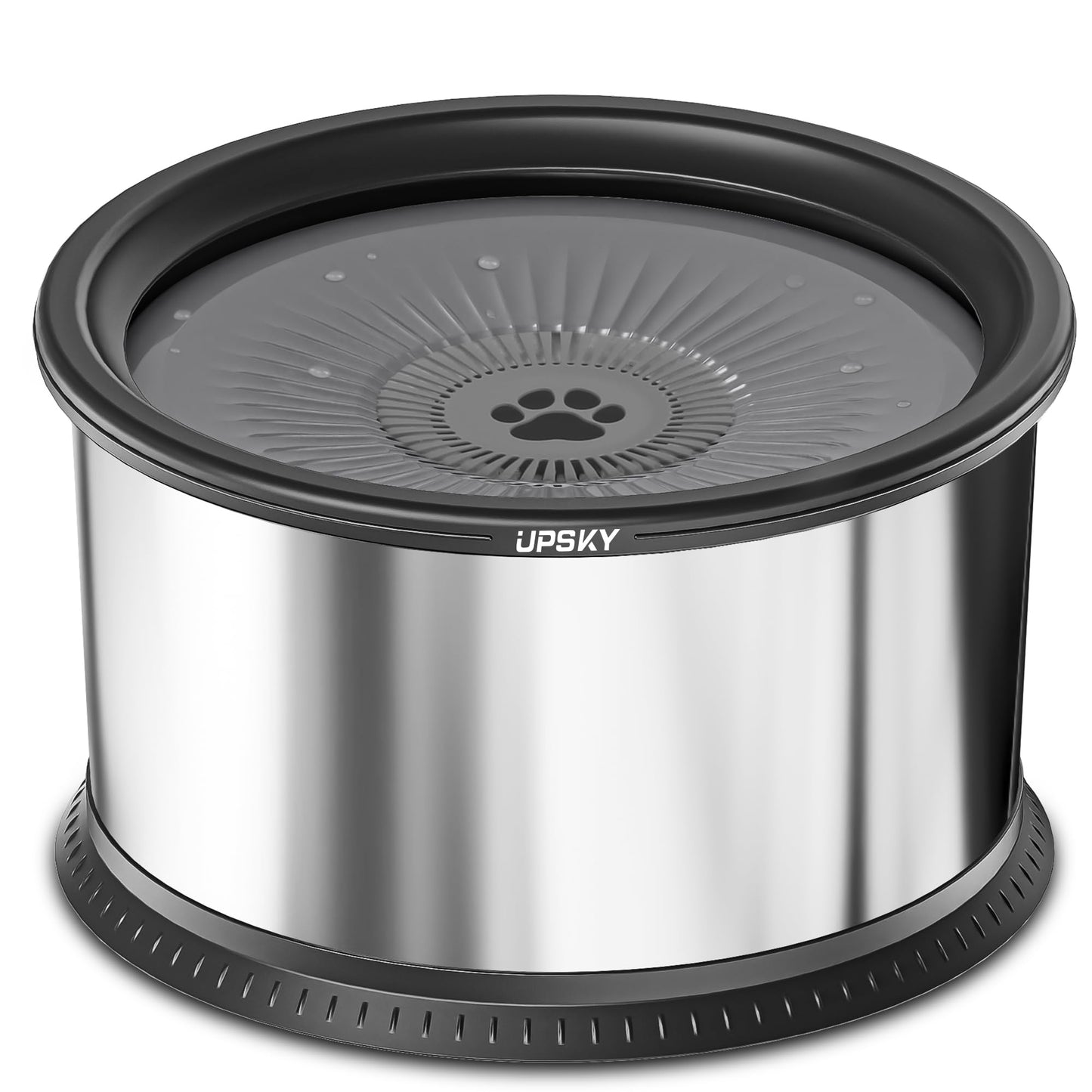 UPSKY 6.5L Dog Water Bowl,1.6 Gallon Super Large Capacity No Spill Dog Water Bowl,Stainless Steel Spill Proof Slow Water Feeder,No Splash Water Bowl with Anti-Slip Mat for Messy Drinkers Grey