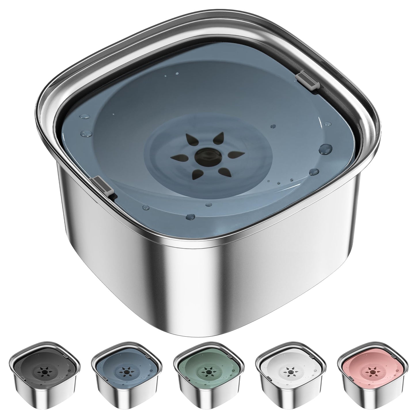UPSKY 3L Dog Water Bowl 101oz Stainless Steel Dog Bowl No Spill Large Capacity Dog Food Water Bowl Slow Water Feeder, Spill Proof Pet Water Dispenser Vehicle Carried Travel Water Bowl