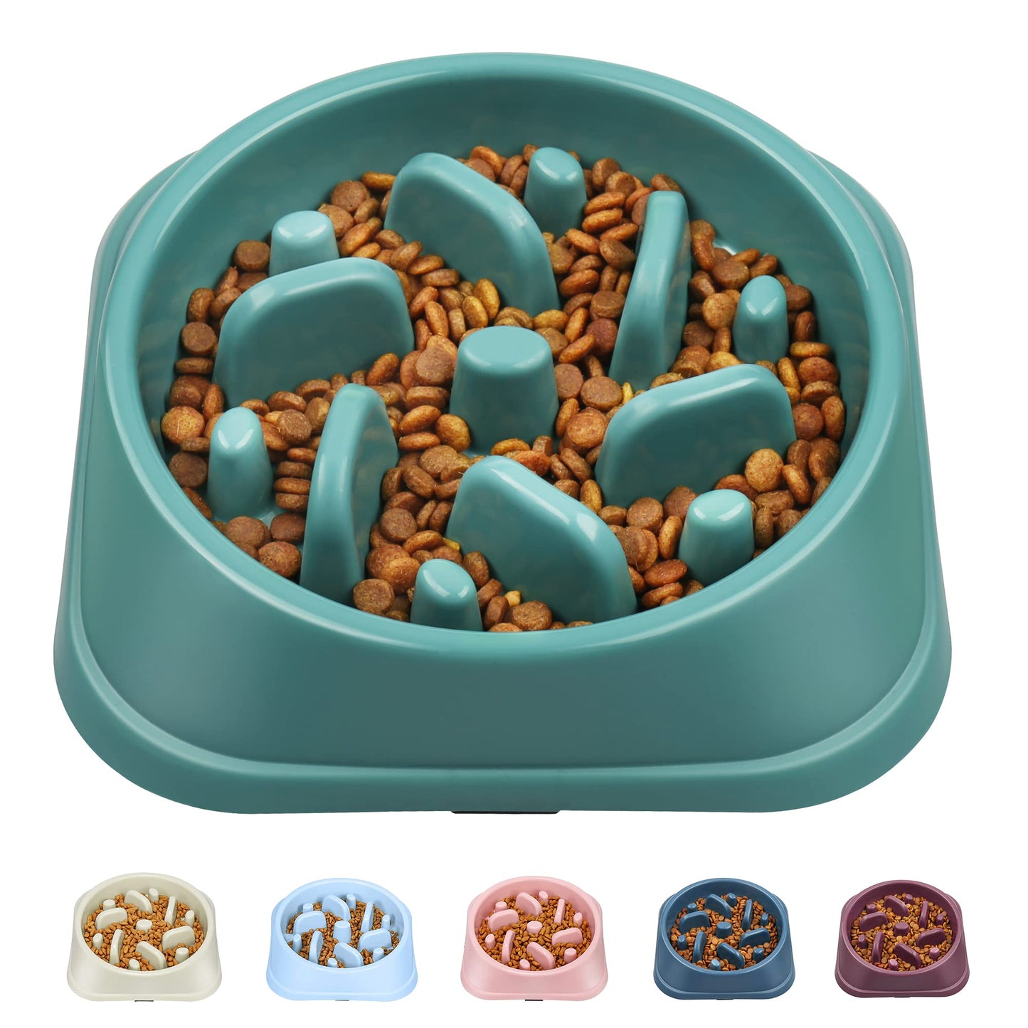 UPSKY Slow Feeder Small Dog Puzzle Bowl Feeder - Anti-Slip, Anti-Bloat, Anti-Choking - Deep Blue