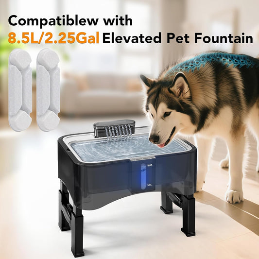 UPSKY 2.25Gal Elevated Dog Water Fountain Filter, 5 Pcs Replacement, Pet Fountain Filters, Multi-Layer Filtration System Carbon Filters Compatible with 8.5L/2.25Gal 4 Heights Adjustable Pet Fountain