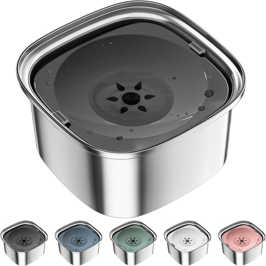 UPSKY 3L Dog Water Bowl 101oz Stainless Steel Dog Bowl No Spill Large Capacity Dog Food Water Bowl Slow Water Feeder, Spill Proof Pet Water Dispenser Vehicle Carried Travel Water Bowl