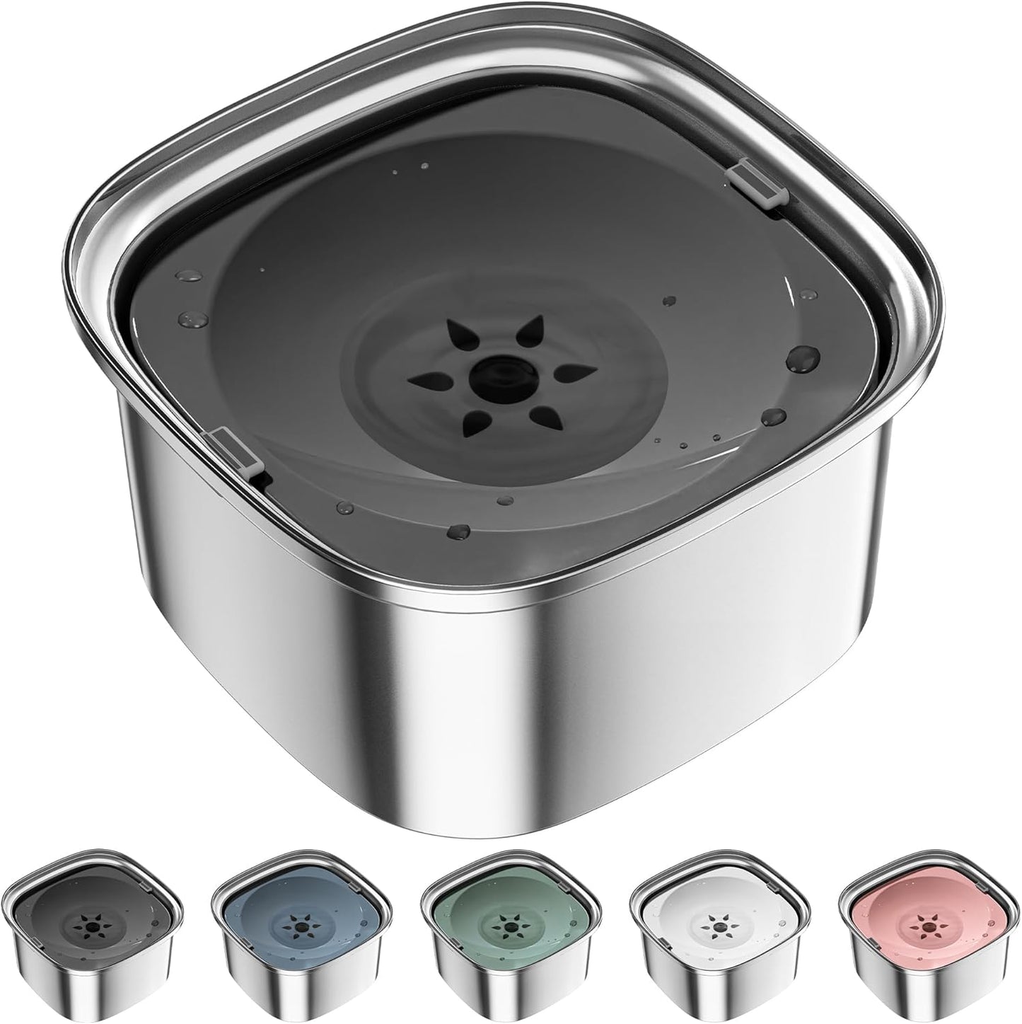UPSKY 3L Dog Water Bowl 101oz Stainless Steel Dog Bowl No Spill Large Capacity Dog Food Water Bowl Slow Water Feeder, Spill Proof Pet Water Dispenser Vehicle Carried Travel Water Bowl