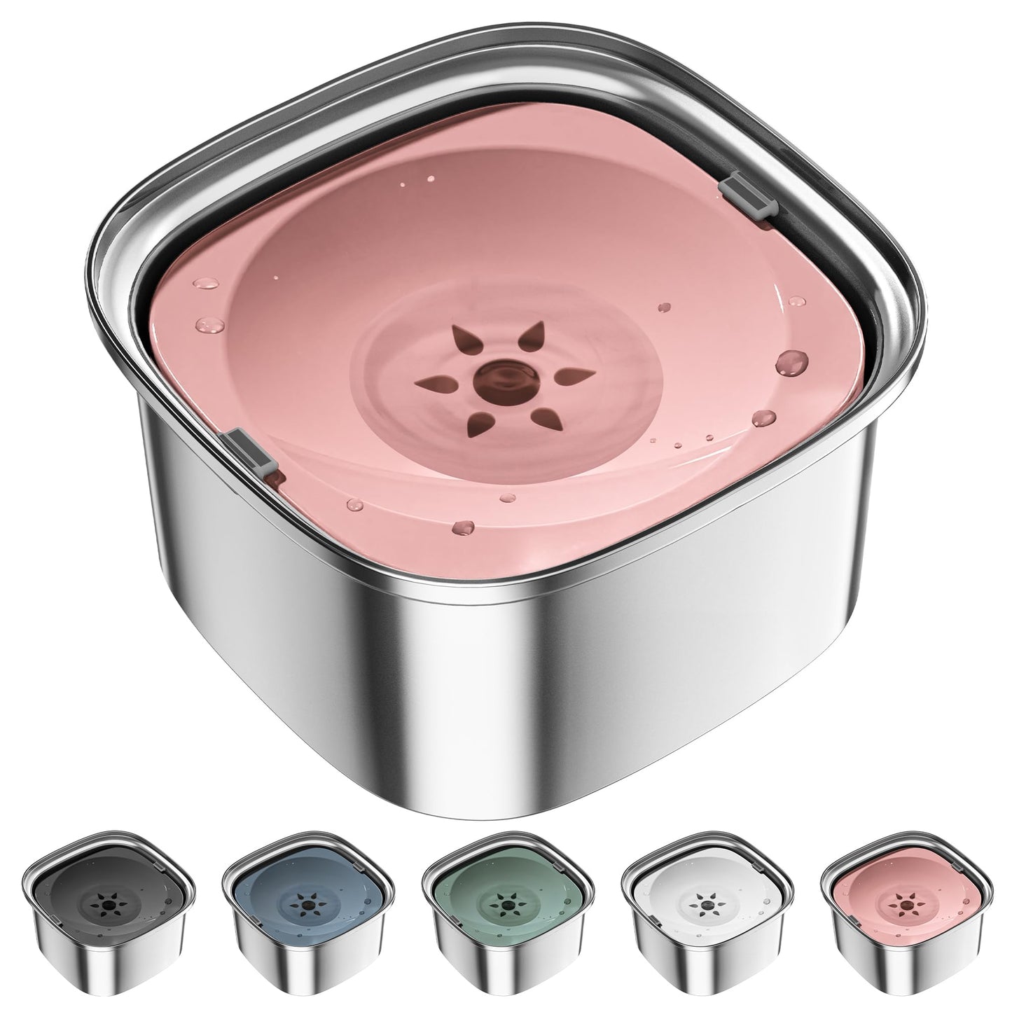 UPSKY 3L Dog Water Bowl 101oz Stainless Steel Dog Bowl No Spill Large Capacity Dog Food Water Bowl Slow Water Feeder, Spill Proof Pet Water Dispenser Vehicle Carried Travel Water Bowl