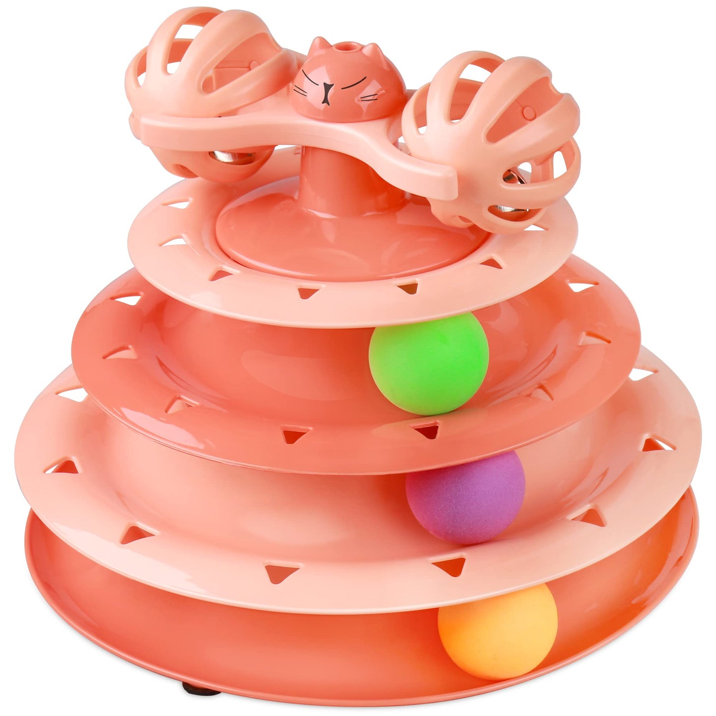 UPSKY 20 PCS Cat Roller Toy 3-Level Turntable for Indoor Cats - Kitten Set With Teaser, Mice, Spring, and Various Ball Toys