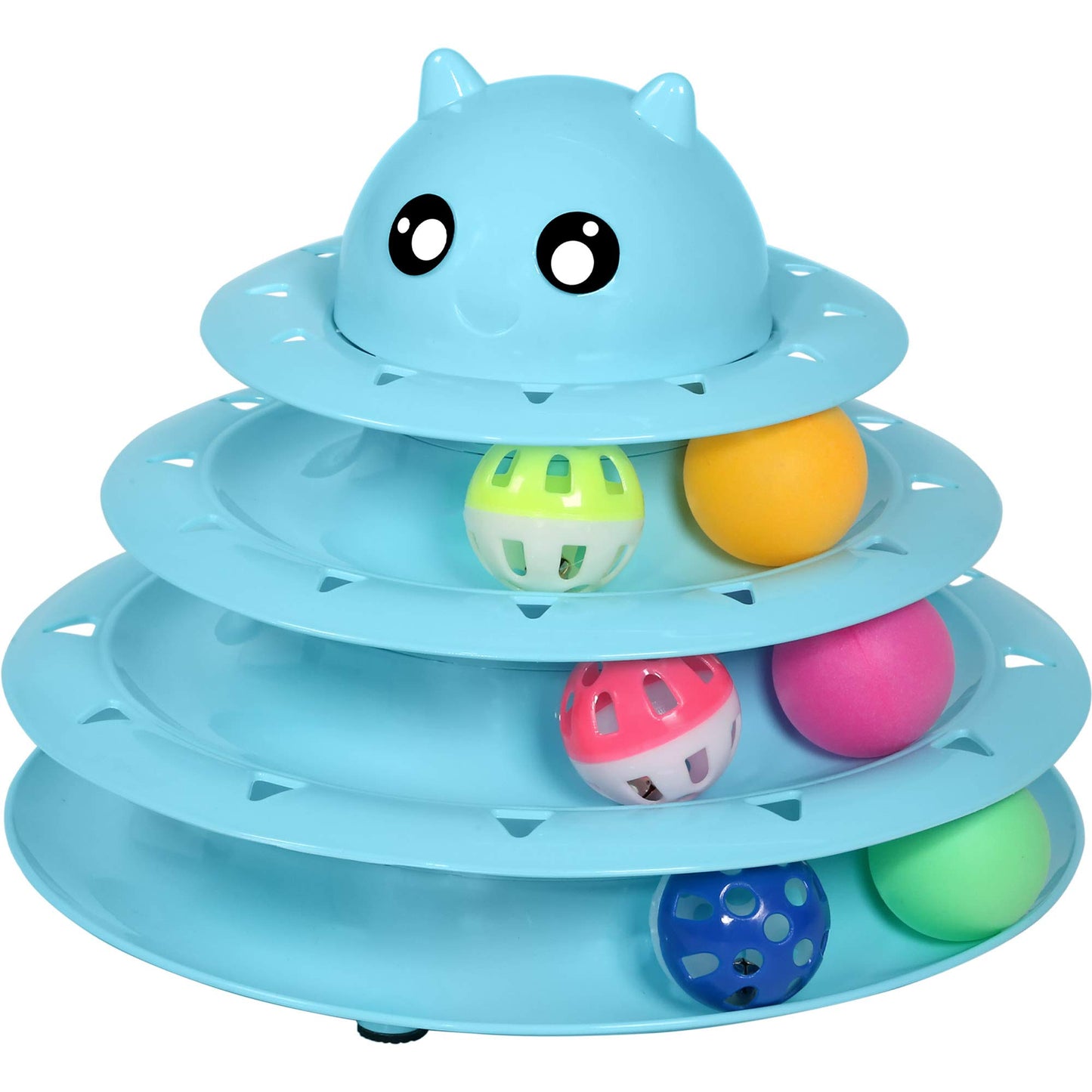 UPSKY 20 PCS Cat Roller Toy 3-Level Turntable for Indoor Cats - Kitten Set With Teaser, Mice, Spring, and Various Ball Toys