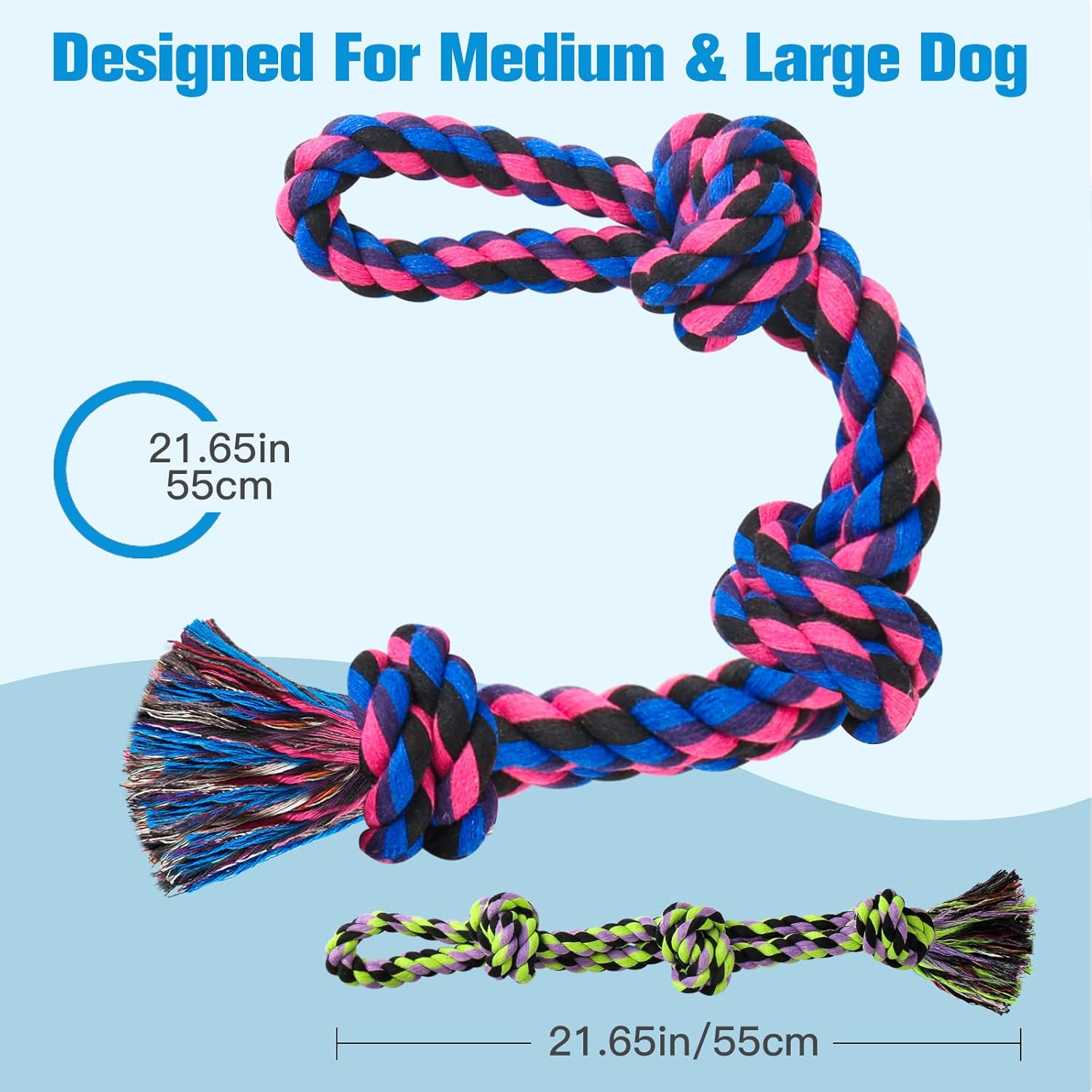 UPSKY Dog Rope Toys 2 Nearly Indestructible Dog Toys, Dog Toy for Medium to Large Breed, Dental Cleaning Chew Toys, Dog Tug Toy for Boredom, Dog Teething Toys, Dog Rope Toy for Aggressive Chewers