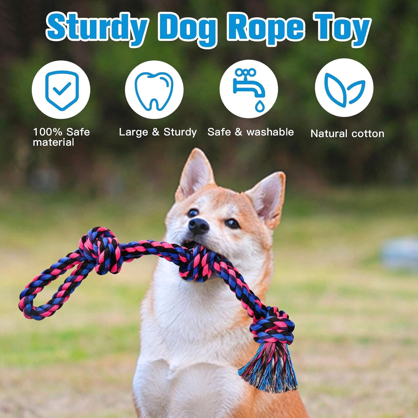 UPSKY Dog Rope Toys 2 Nearly Indestructible Dog Toys, Dog Toy for Medium to Large Breed, Dental Cleaning Chew Toys, Dog Tug Toy for Boredom, Dog Teething Toys, Dog Rope Toy for Aggressive Chewers