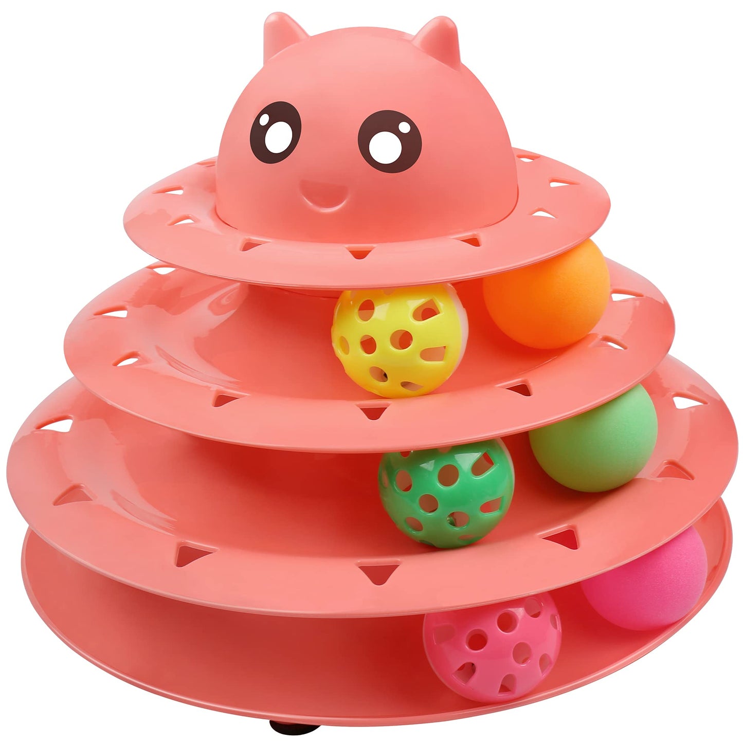 UPSKY 20 PCS Cat Roller Toy 3-Level Turntable for Indoor Cats - Kitten Set With Teaser, Mice, Spring, and Various Ball Toys