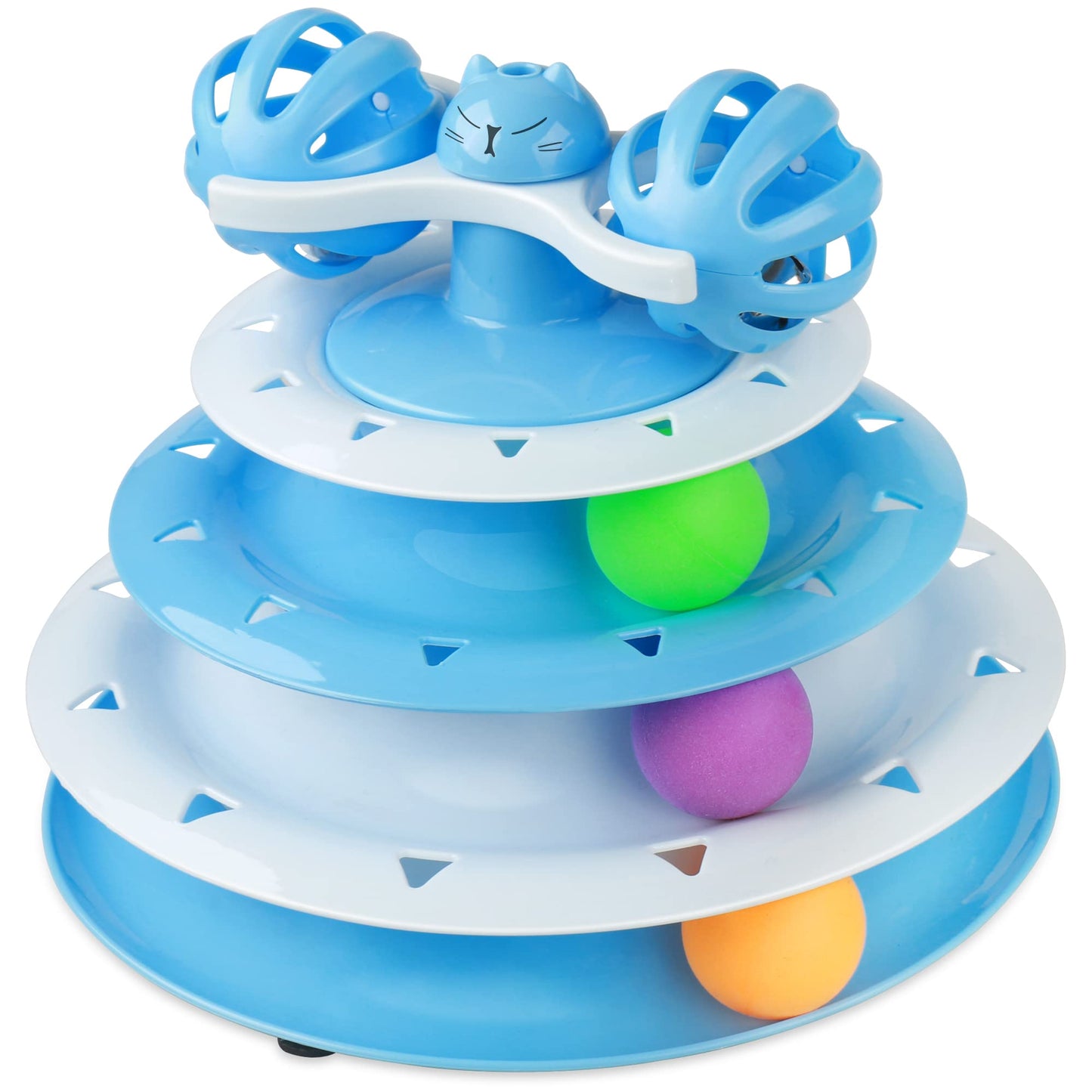UPSKY 20 PCS Cat Roller Toy 3-Level Turntable for Indoor Cats - Kitten Set With Teaser, Mice, Spring, and Various Ball Toys
