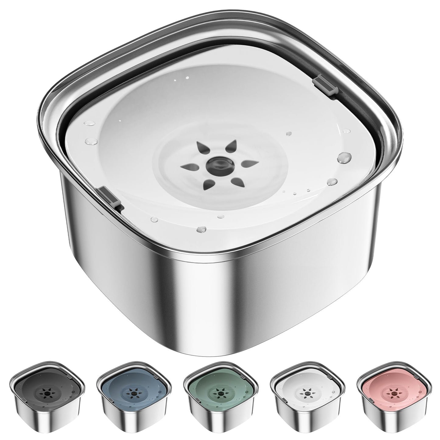 UPSKY 3L Dog Water Bowl 101oz Stainless Steel Dog Bowl No Spill Large Capacity Dog Food Water Bowl Slow Water Feeder, Spill Proof Pet Water Dispenser Vehicle Carried Travel Water Bowl