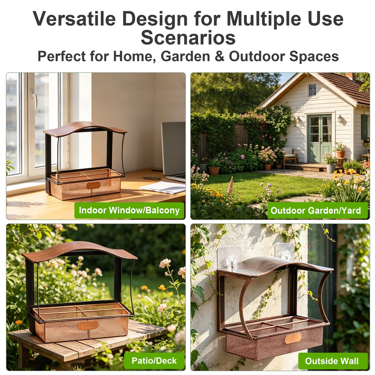 Twinsing Metal Window Bird Feeding Station for Garden Yard with Suction Cups, 5-cup