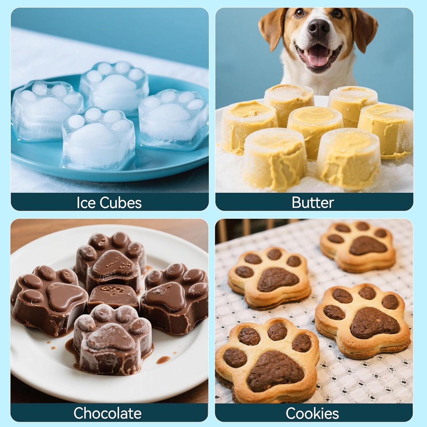 UPSKY Dog Treat Ice Molds & 3L No Spill Water Bowl, Reusable Frozen Treat Tray with Large Feeder