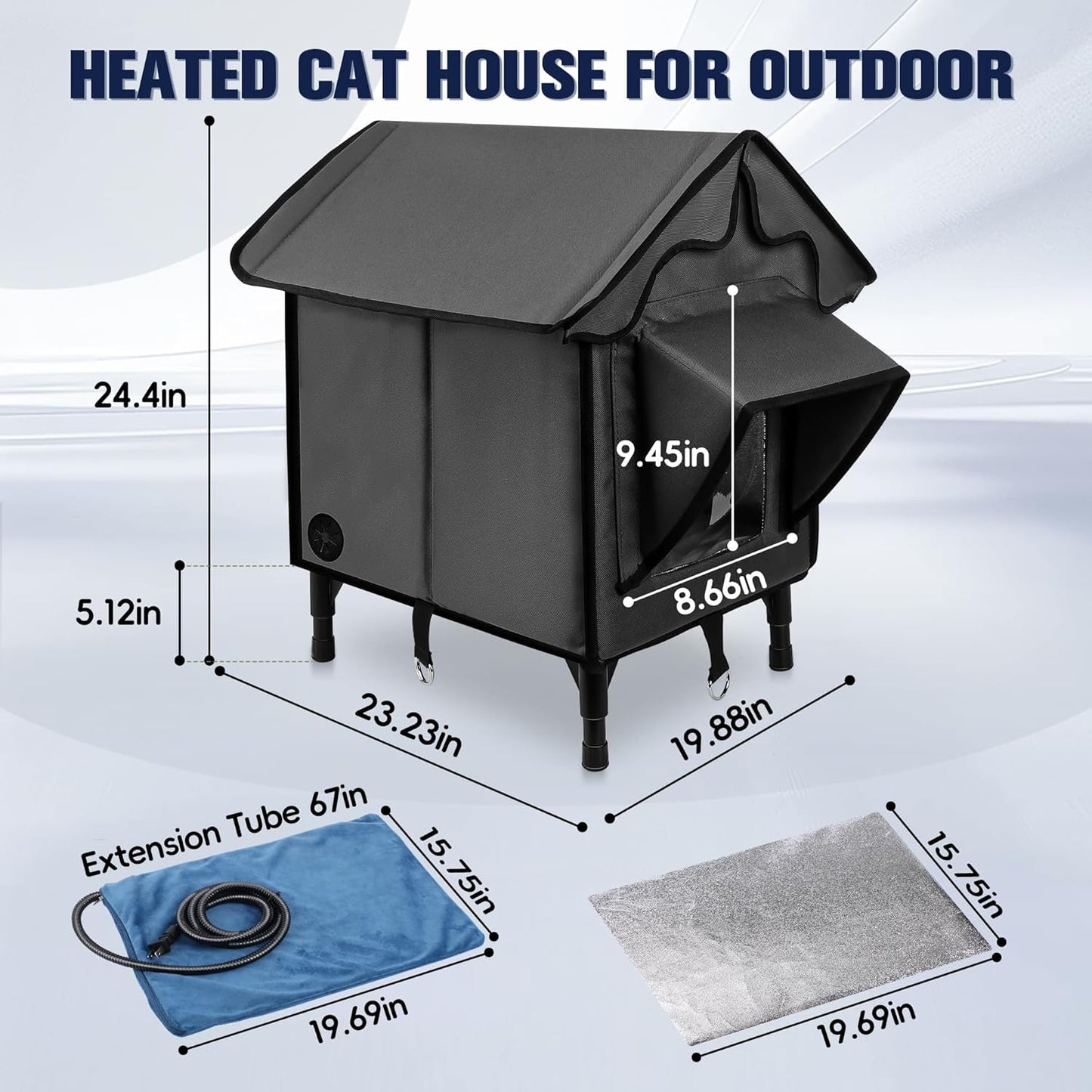 Outdoor Heated Cat House Winter Insulated Cat House with Heating Pad Waterproof and Windproof Cat Shelter Suitable for Indoor and Outdoor Cats Comfortable Elevated Cat Bed