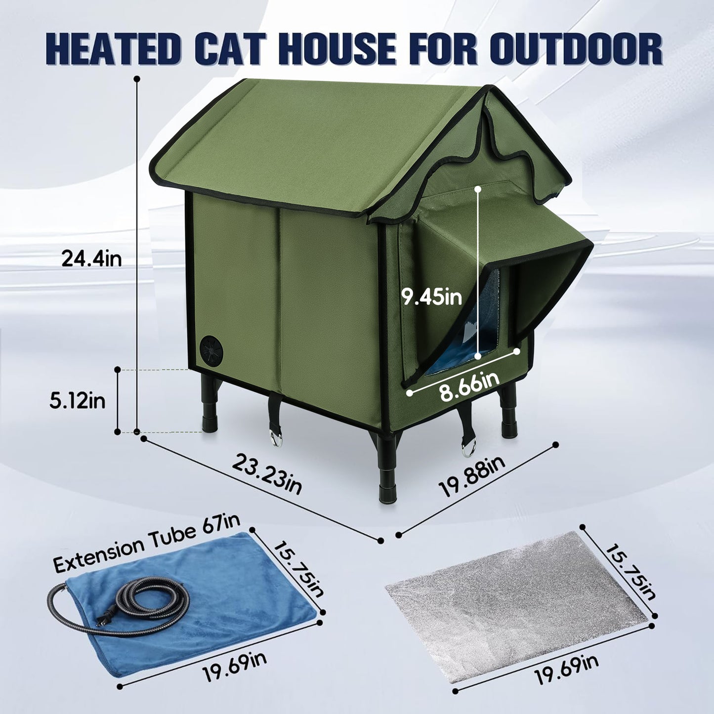 Outdoor Heated Cat House Winter Insulated Cat House with Heating Pad Waterproof and Windproof Cat Shelter Suitable for Indoor and Outdoor Cats Comfortable Elevated Cat Bed