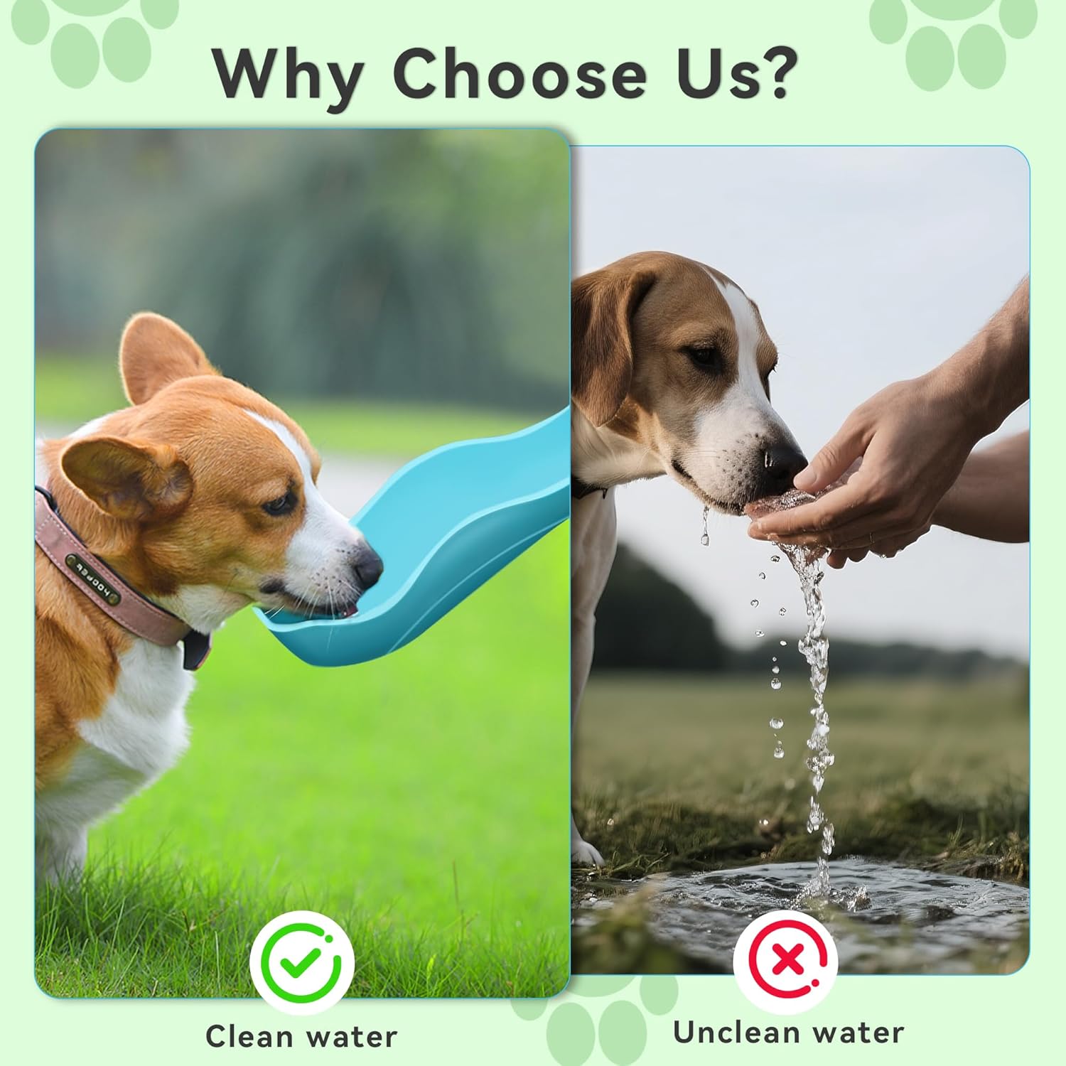 UPSKY Dog Water Bottle | Portable & Foldable Dog Water Bottle | 3-in-1 Portable Pet Water Dispenser with Food Container & Poop Scooper for Outdoor Walking, Hiking & Travel,14.2oz(Blue)