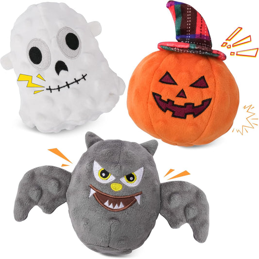 UPSKY Halloween Dog Toys Set, Plush Dog Squeaky Toys with Crinkle Paper for Small Medium Dog, 3 Pack Interactive Dog Chew Toys with Clean Teeth, Stuffed Puppy Toys to Keep Them Busy