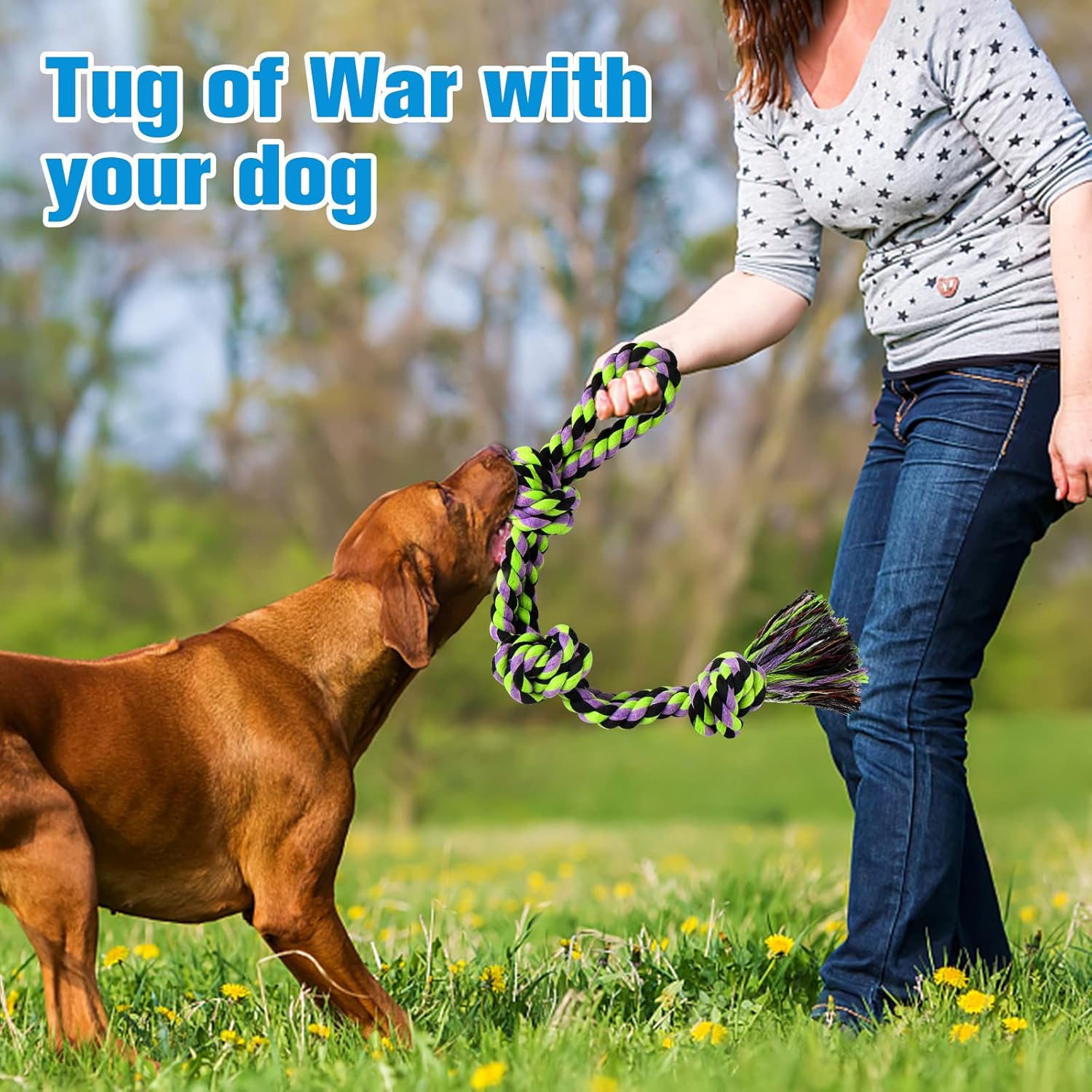 UPSKY Dog Rope Toys 2 Nearly Indestructible Dog Toys, Dog Toy for Medium to Large Breed, Dental Cleaning Chew Toys, Dog Tug Toy for Boredom, Dog Teething Toys, Dog Rope Toy for Aggressive Chewers