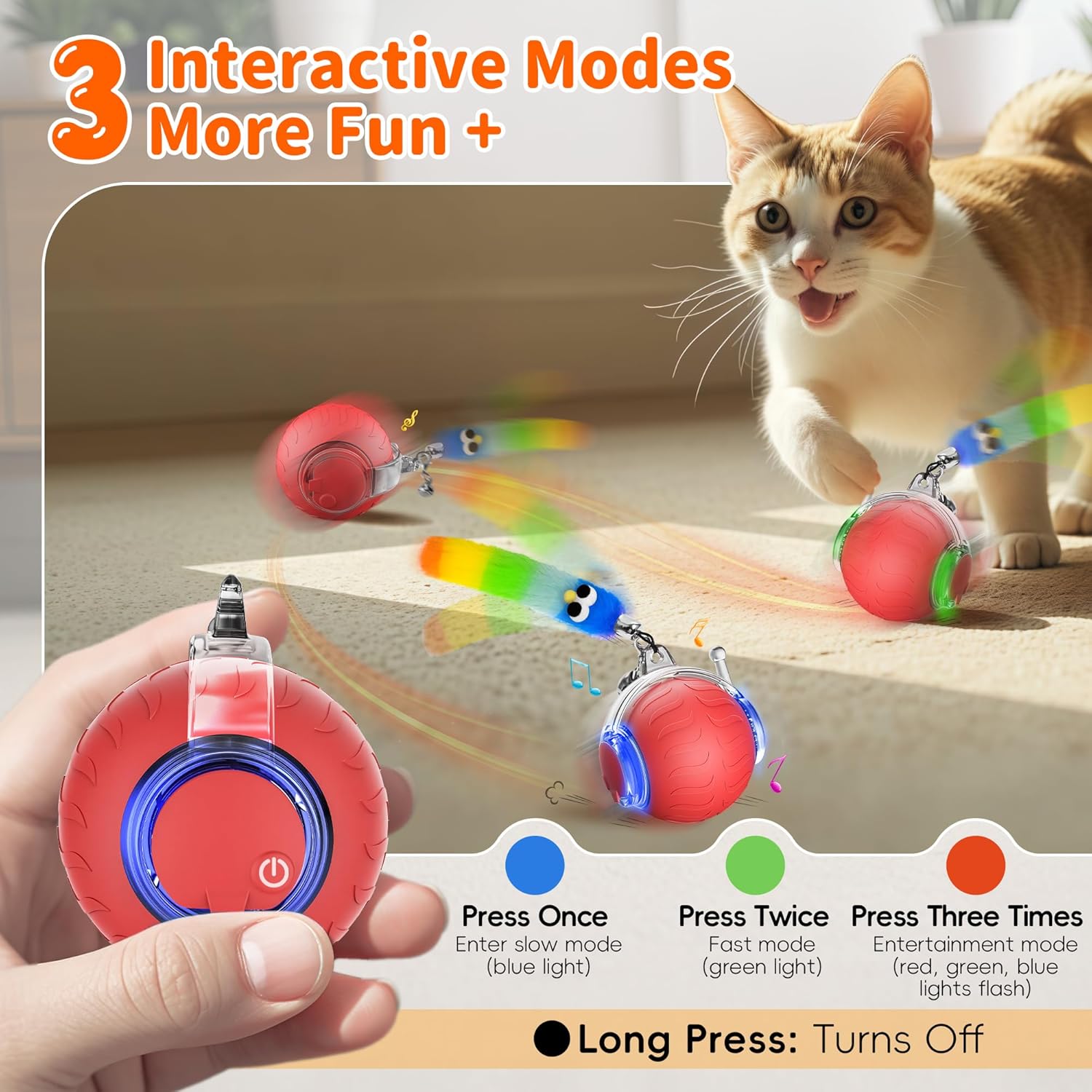 UPSKY Interactive Cat Toy Ball for Indoor Cats, 2.25Gal Elevated Dog Water Fountain