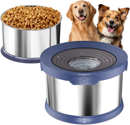 UPSKY 8L No Spill Dog Water Bowls & 3.5L Food Bowl, 2-Piece Large Capacity Spill-Proof Dog Bowls, Non-Slip Slow Drinking Anti-Splash Bowl for Large Messy Drinkers, No Mess Indoor/Outdoor Use