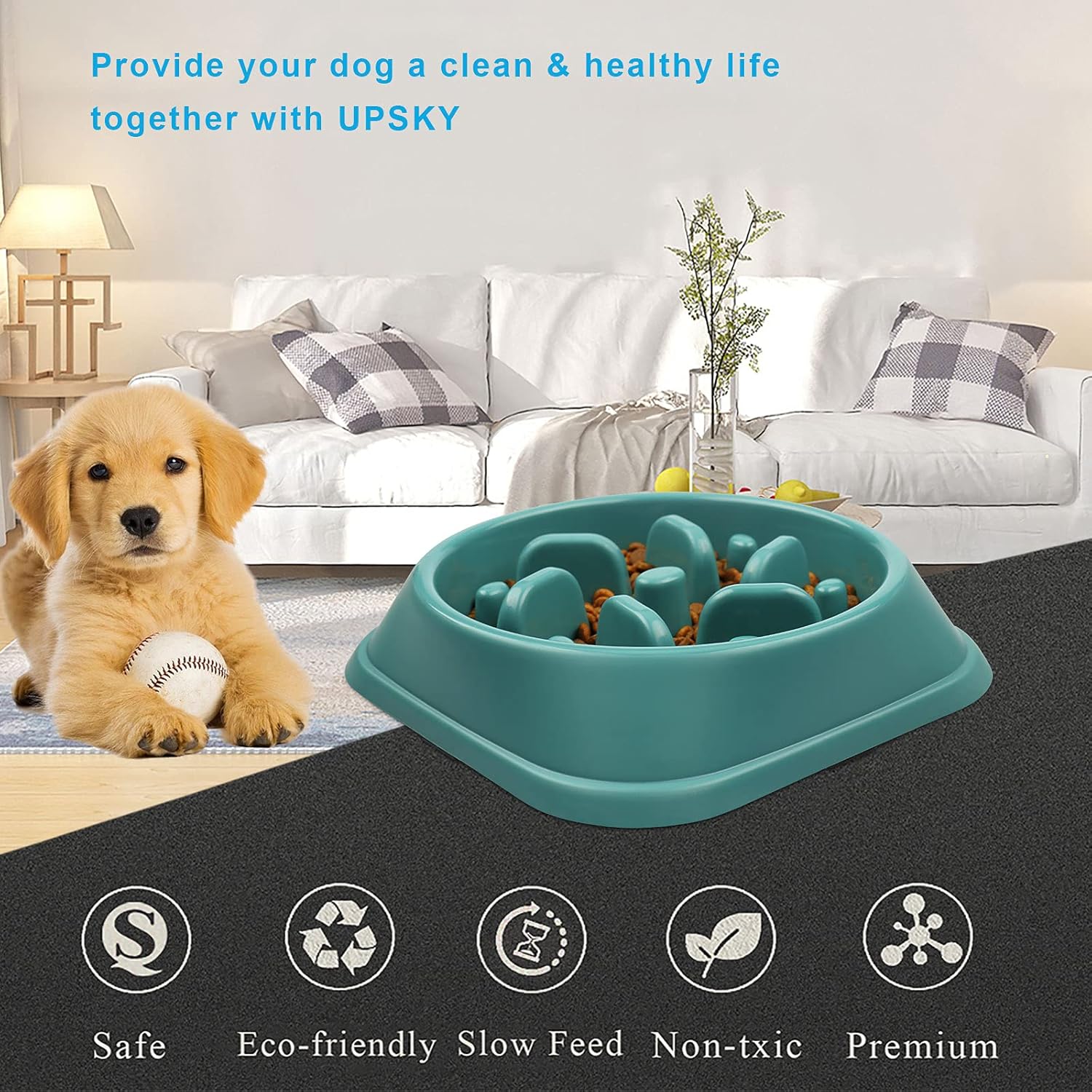 UPSKY Slow Feeder Small Dog Puzzle Bowl Feeder - Anti-Slip, Anti-Bloat, Anti-Choking (12-70 lbs)