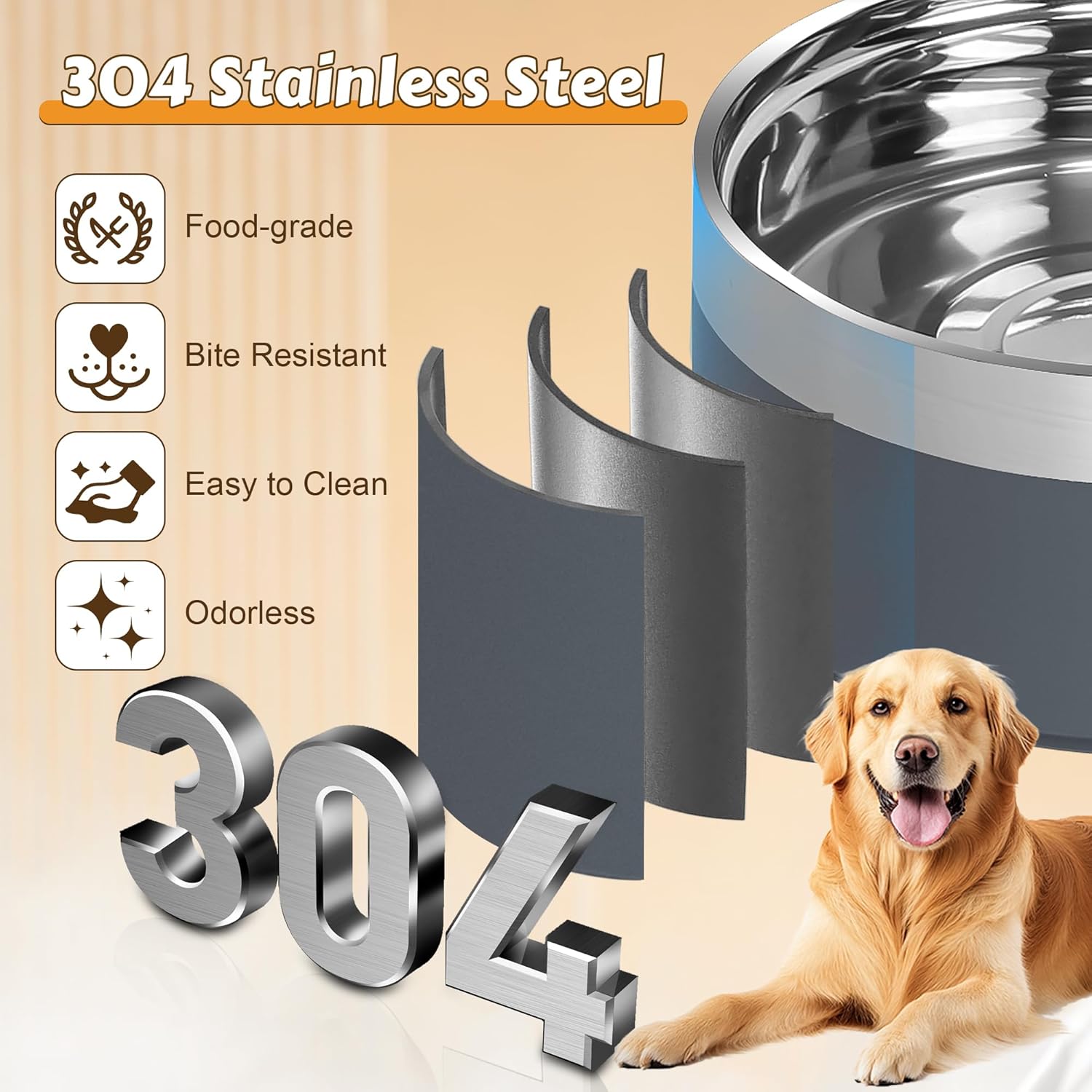 UPSKY Elevated Dog Bowls – 27oz Stainless Steel Anti-Spill Set with Wooden Stand, Double Raised Bowls for Small/Medium Dogs to Reduce Neck Strain & Improve Digestion