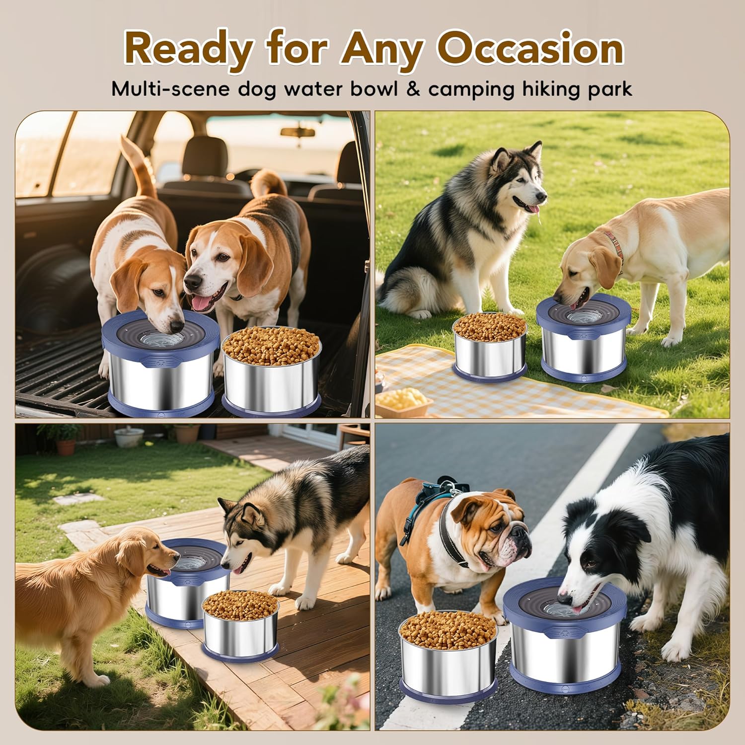 UPSKY 8L No Spill Dog Water Bowls & 3.5L Food Bowl, 2-Piece Large Capacity Spill-Proof Dog Bowls, Non-Slip Slow Drinking Anti-Splash Bowl for Large Messy Drinkers, No Mess Indoor/Outdoor Use