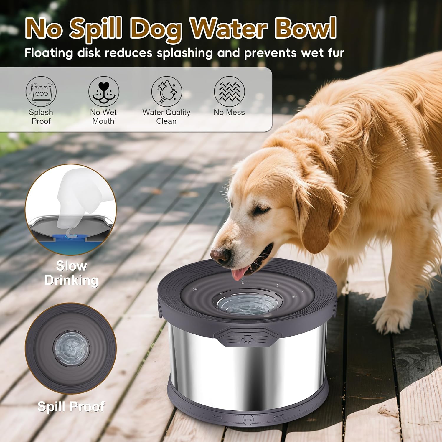 UPSKY 10L No-Spill Dog Bowl + Treat Ice Molds Set for Pets