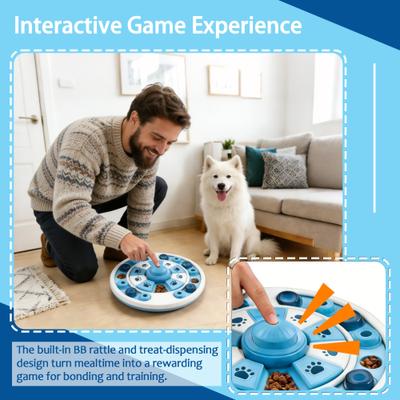 Decflow Interactive Food Dispensing Easy to Clean Puzzle Toy for Dogs & Cats with BB Rattle, Blue