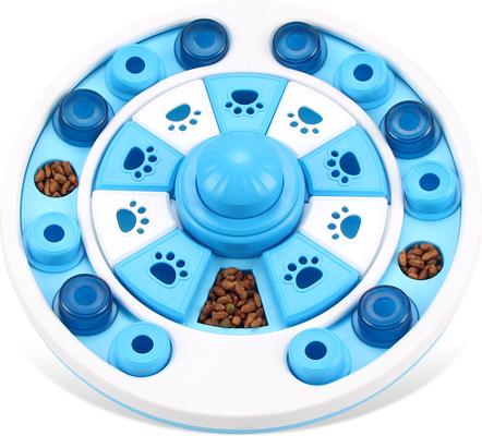 Decflow Interactive Food Dispensing Easy to Clean Puzzle Toy for Dogs & Cats with BB Rattle, Blue