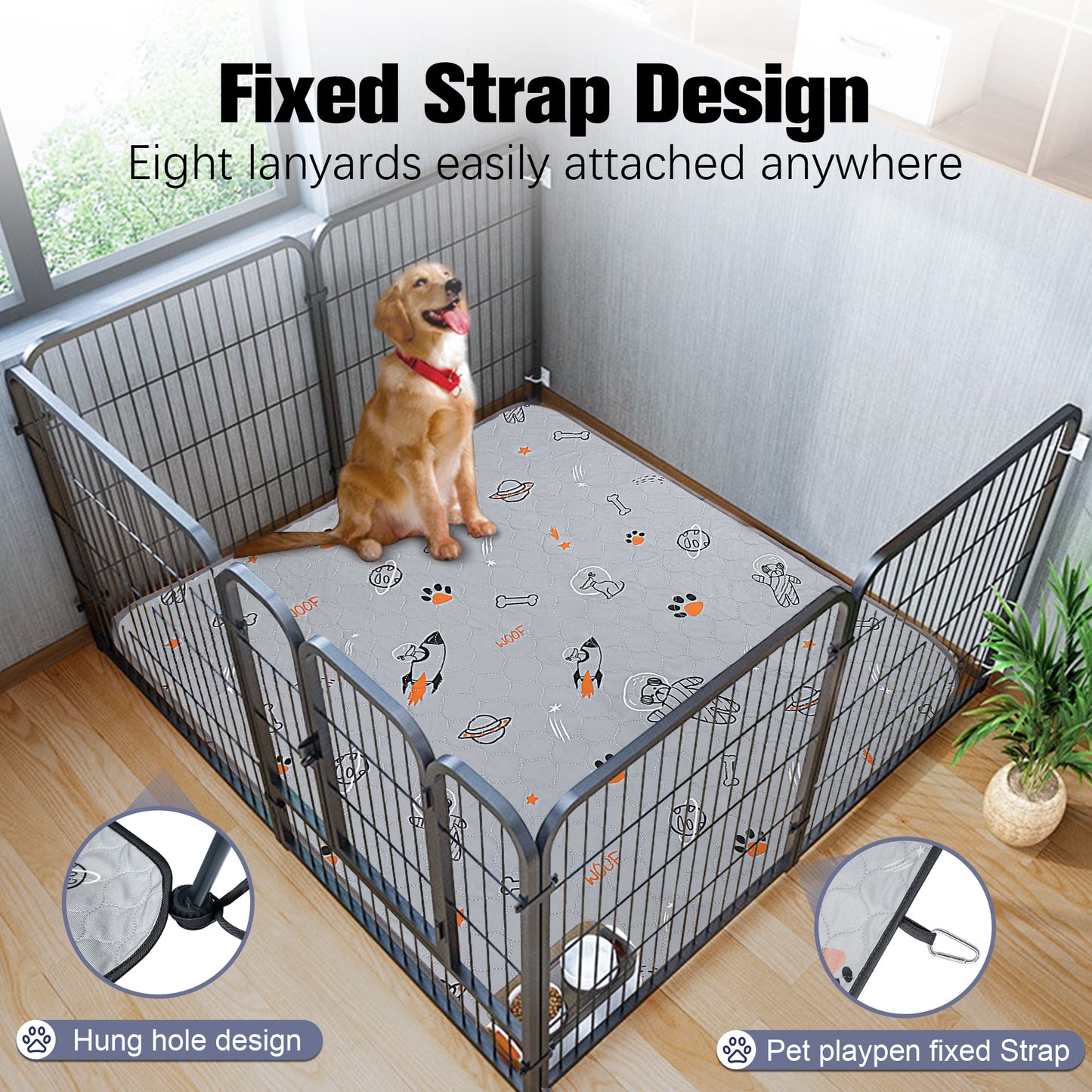 UPSKY Washable Super Absorbent Waterproof Leakproof Potty Training Space Themed Dog Pee Pads, Grey